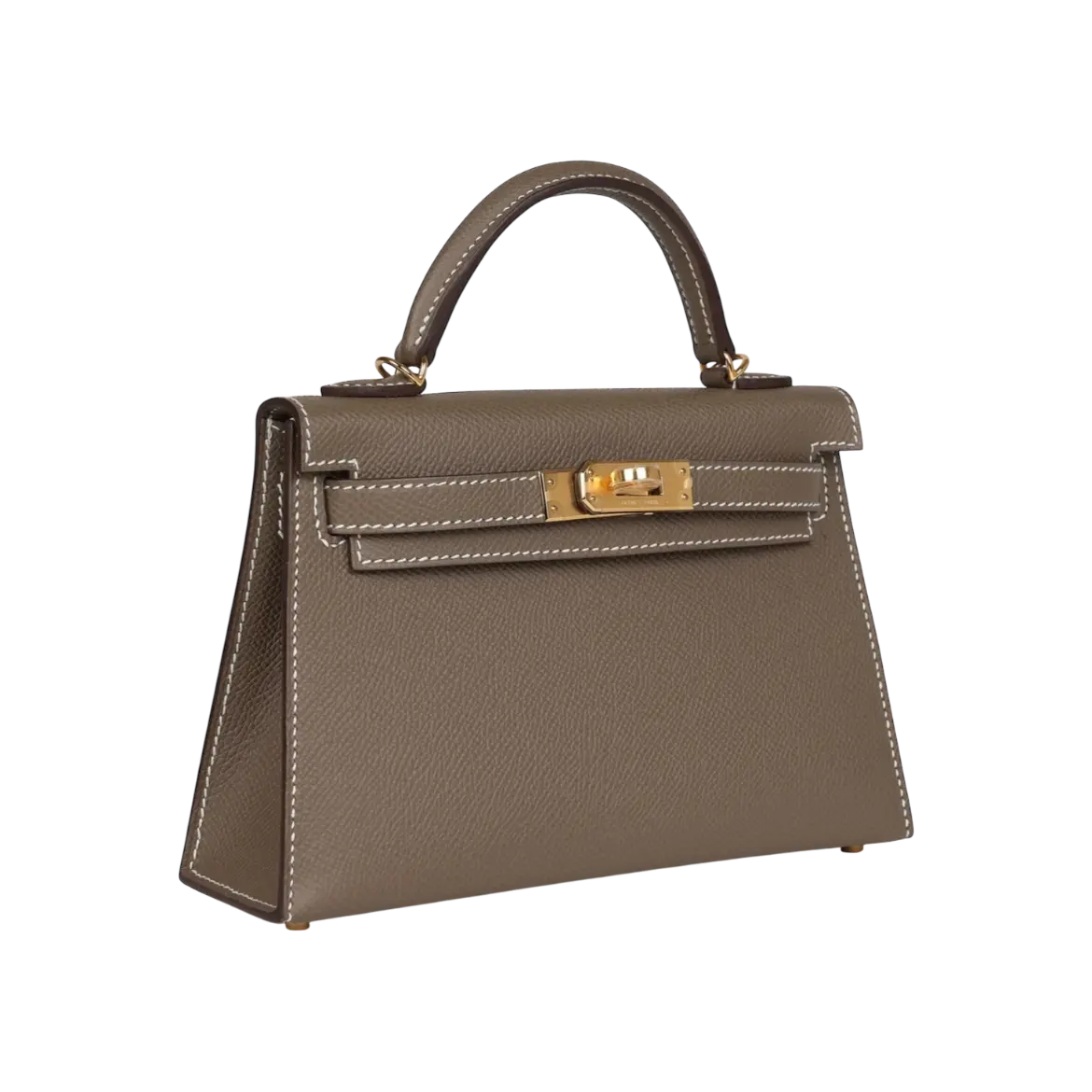 Hermès Mini Kelly Sellier Etoupe Madame Gold Hardware