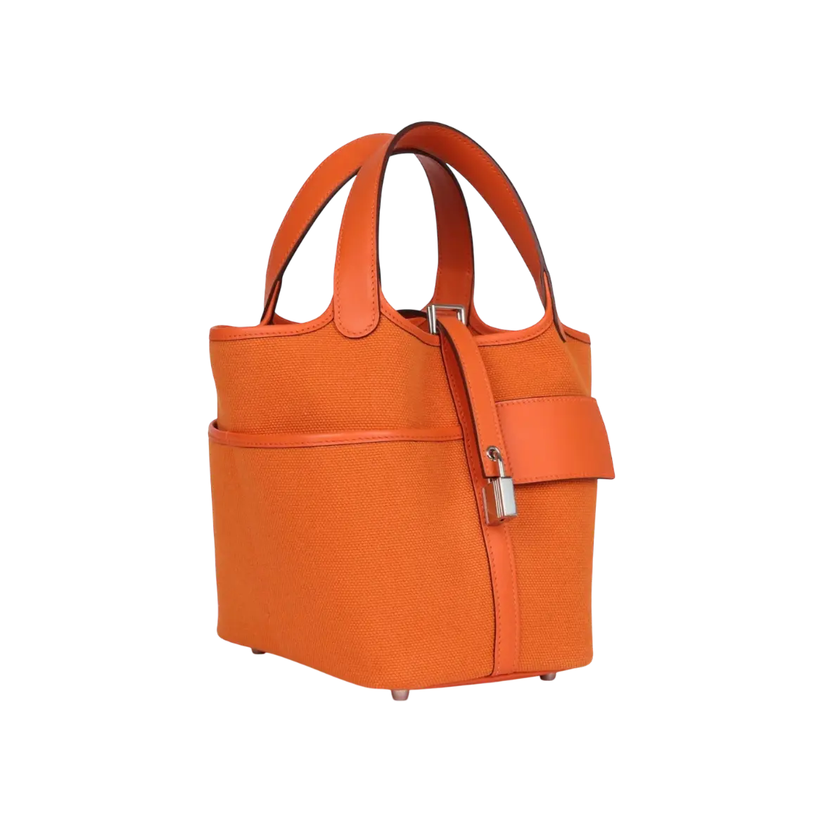 Hermès Picotin Cargo 18 Orange Swift / Toile Canvas Palladium Hardware