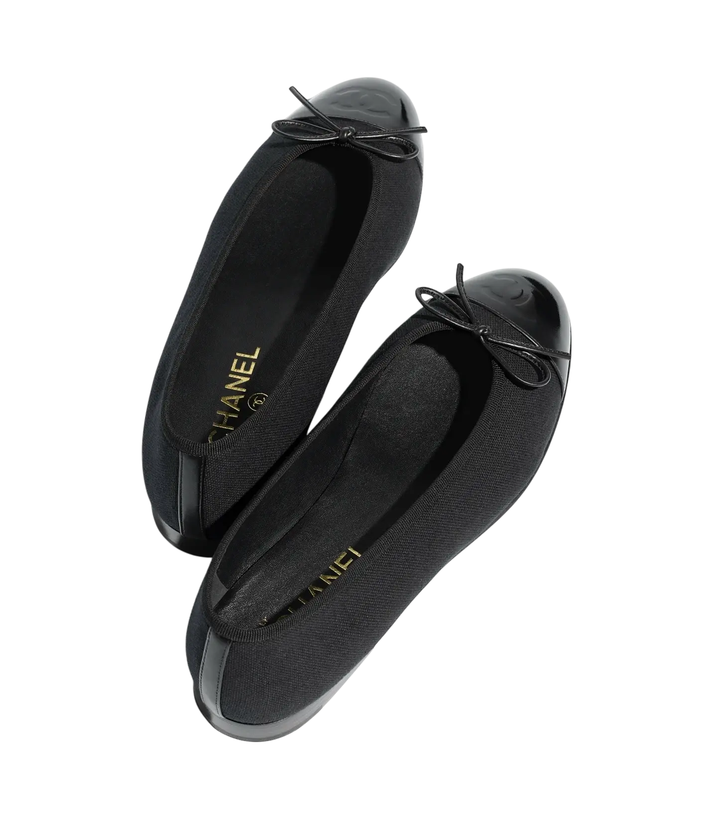 Chanel Ballet Flats Black Cotton / Patent Calfskin