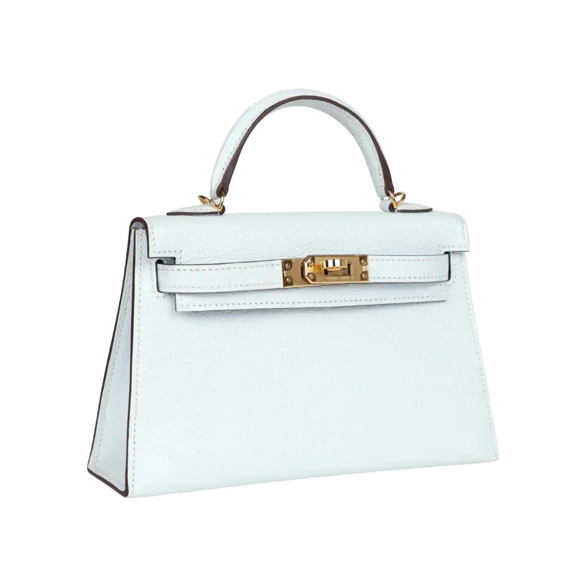 Hermès Mini Kelly Sellier Bleu Brume Chevre Gold Hardware