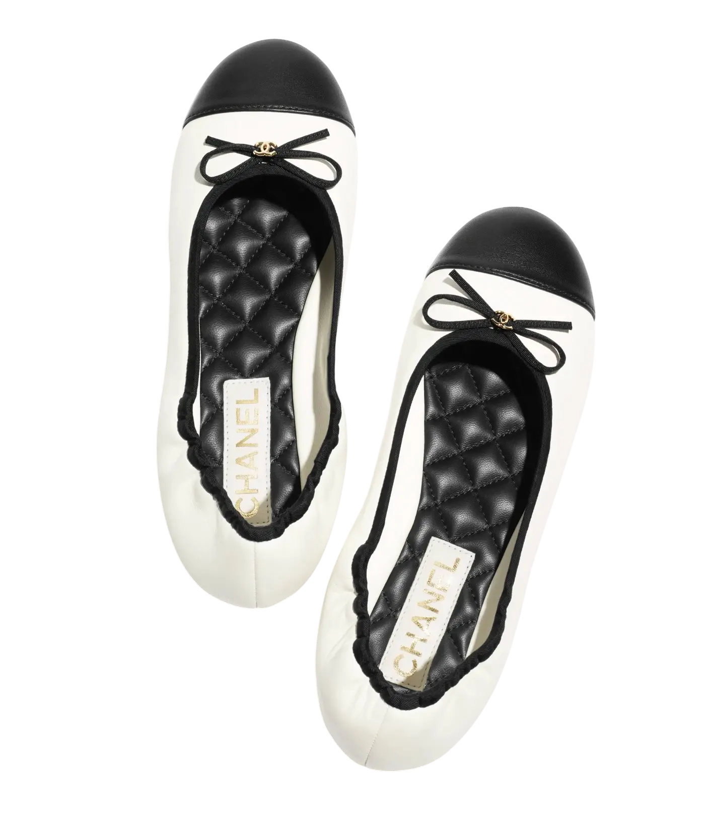 Chanel Ballet Flats White & Black Lambskin