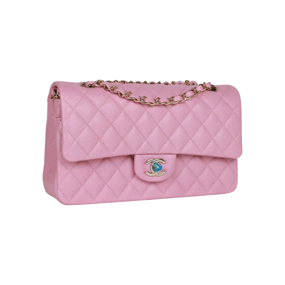 Chanel Classic Double Flap Bag Dark Pink Caviar Light Gold Hardware