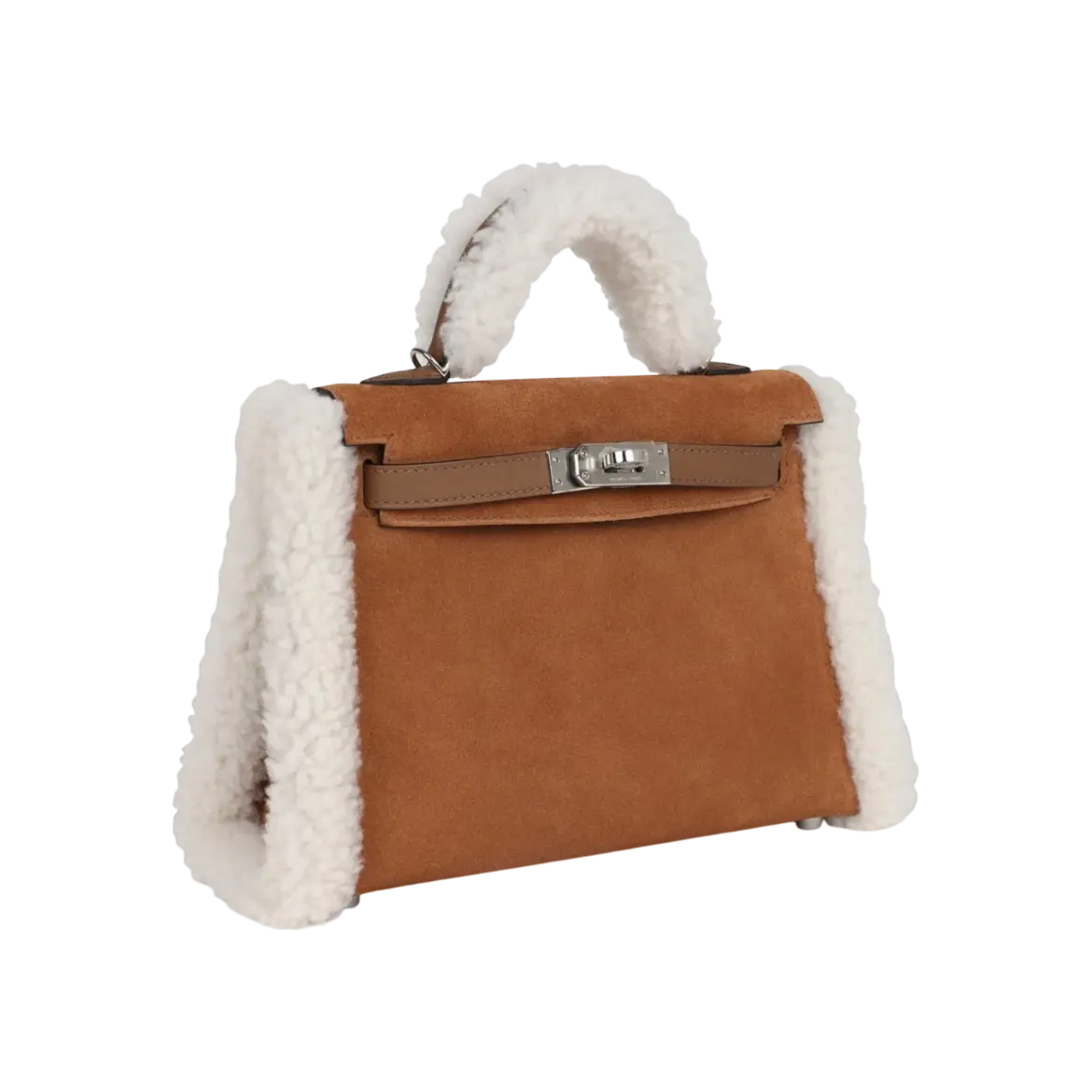 Hermès Mini Kelly Teddy Chamois Shearling / Swift Palladium Hardware