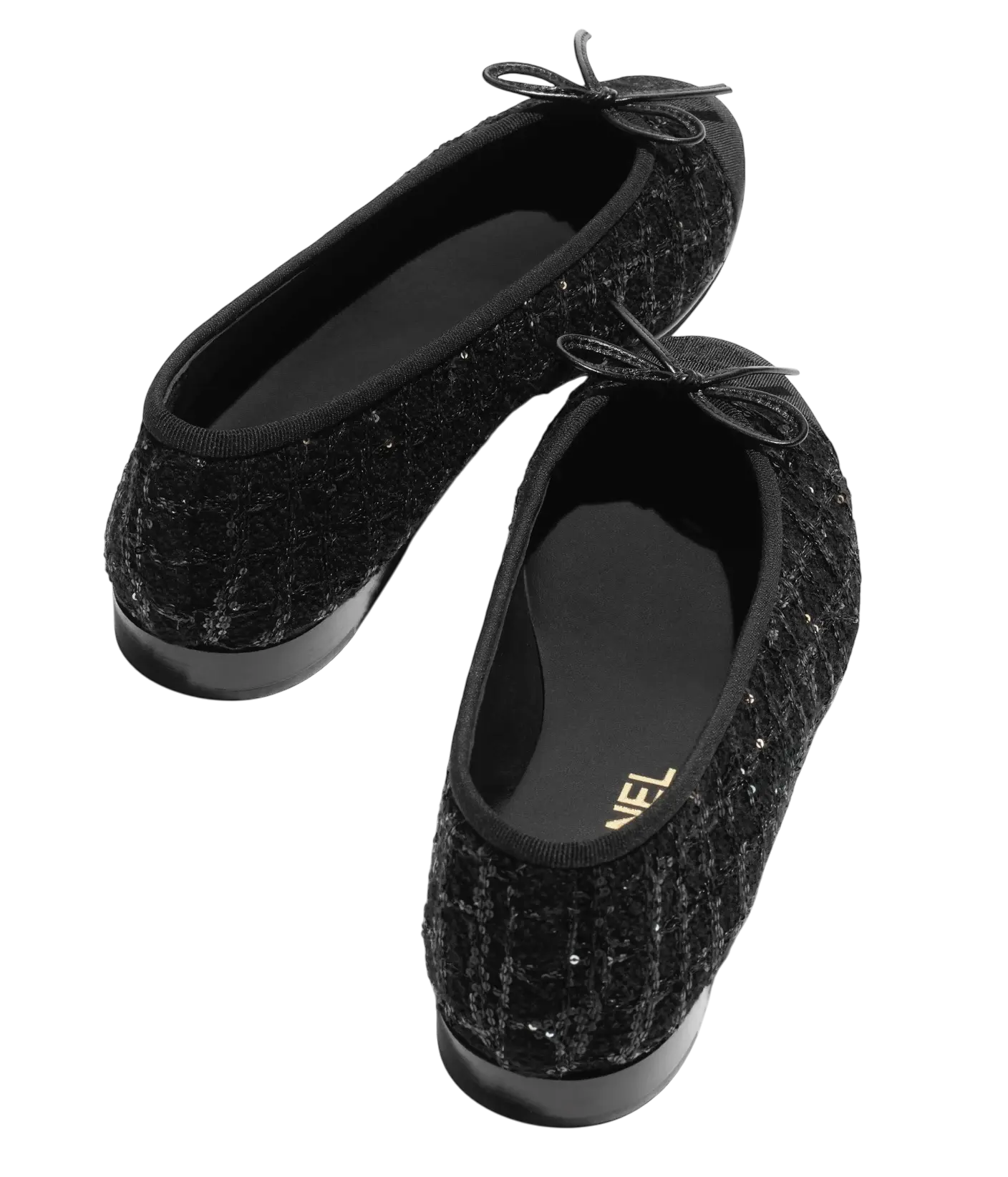 Chanel Ballet Flats Black Glittered