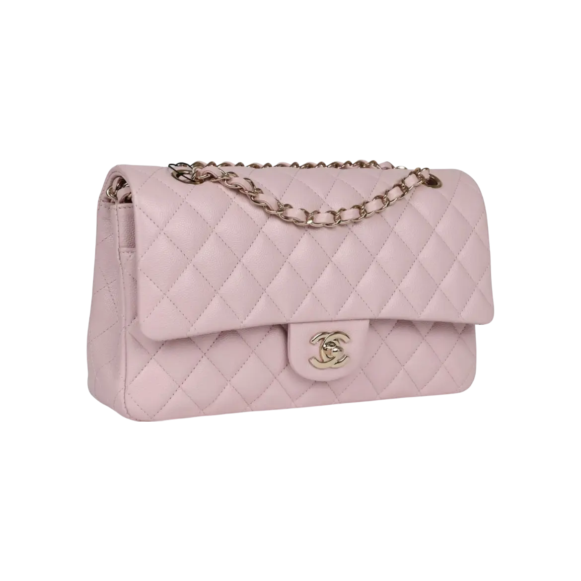 Chanel Classic Double Flap Bag Light Pink Lambskin Light Gold Hardware