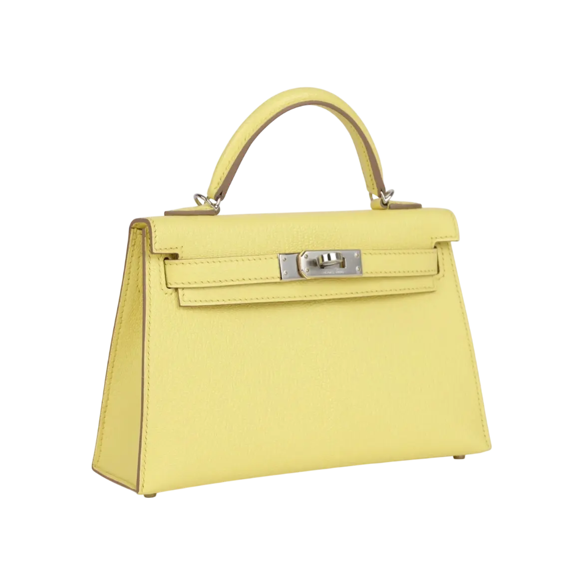 Hermès Mini Kelly Sellier Limoncello Chevre Palladium Hardware