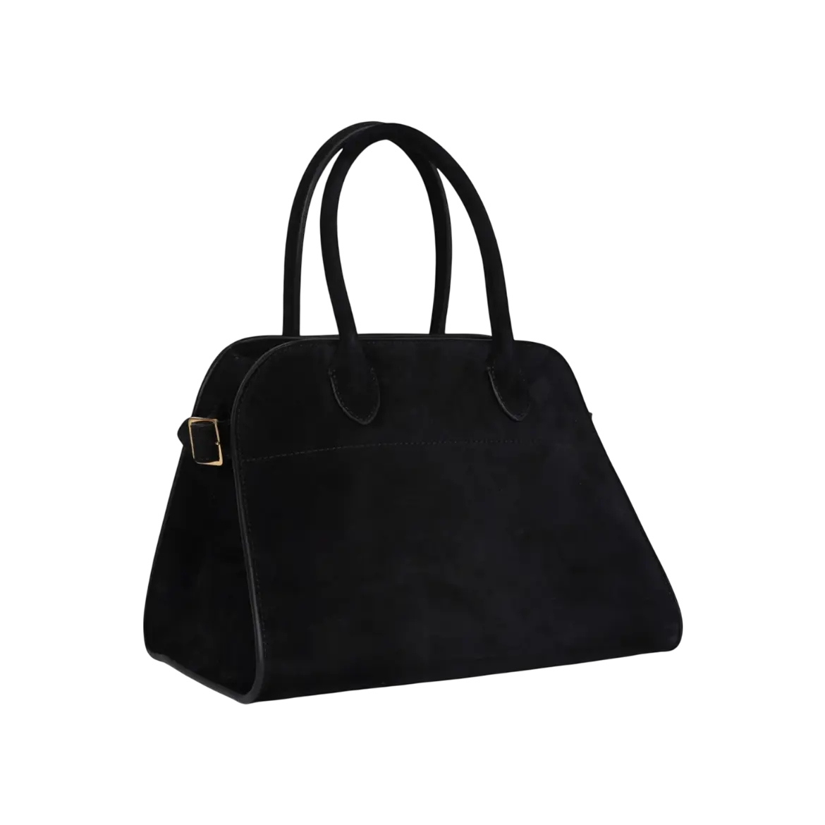 The Row Soft Margaux 10 Bag Black Suede Gold Hardware