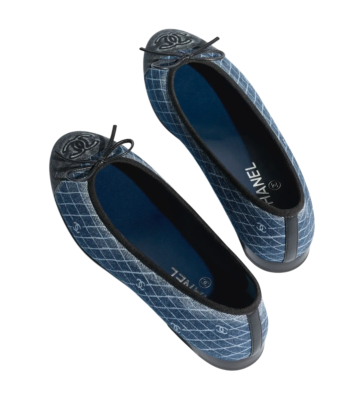 Chanel Ballet Flats Navy Blue & Dark Grey Denim