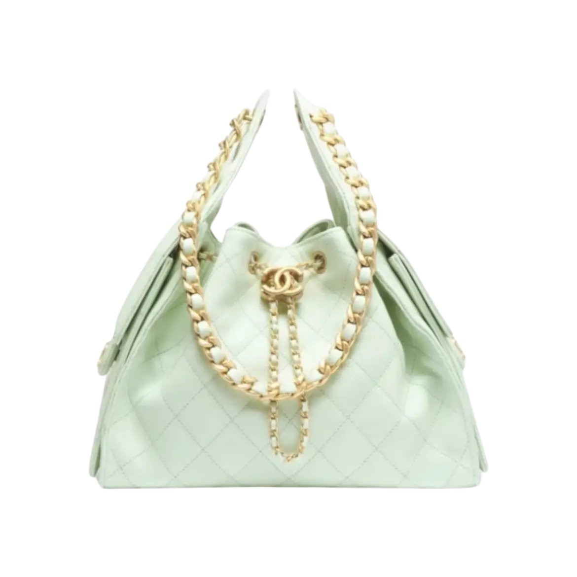 Chanel 25 Small Handbag Light Green Gold