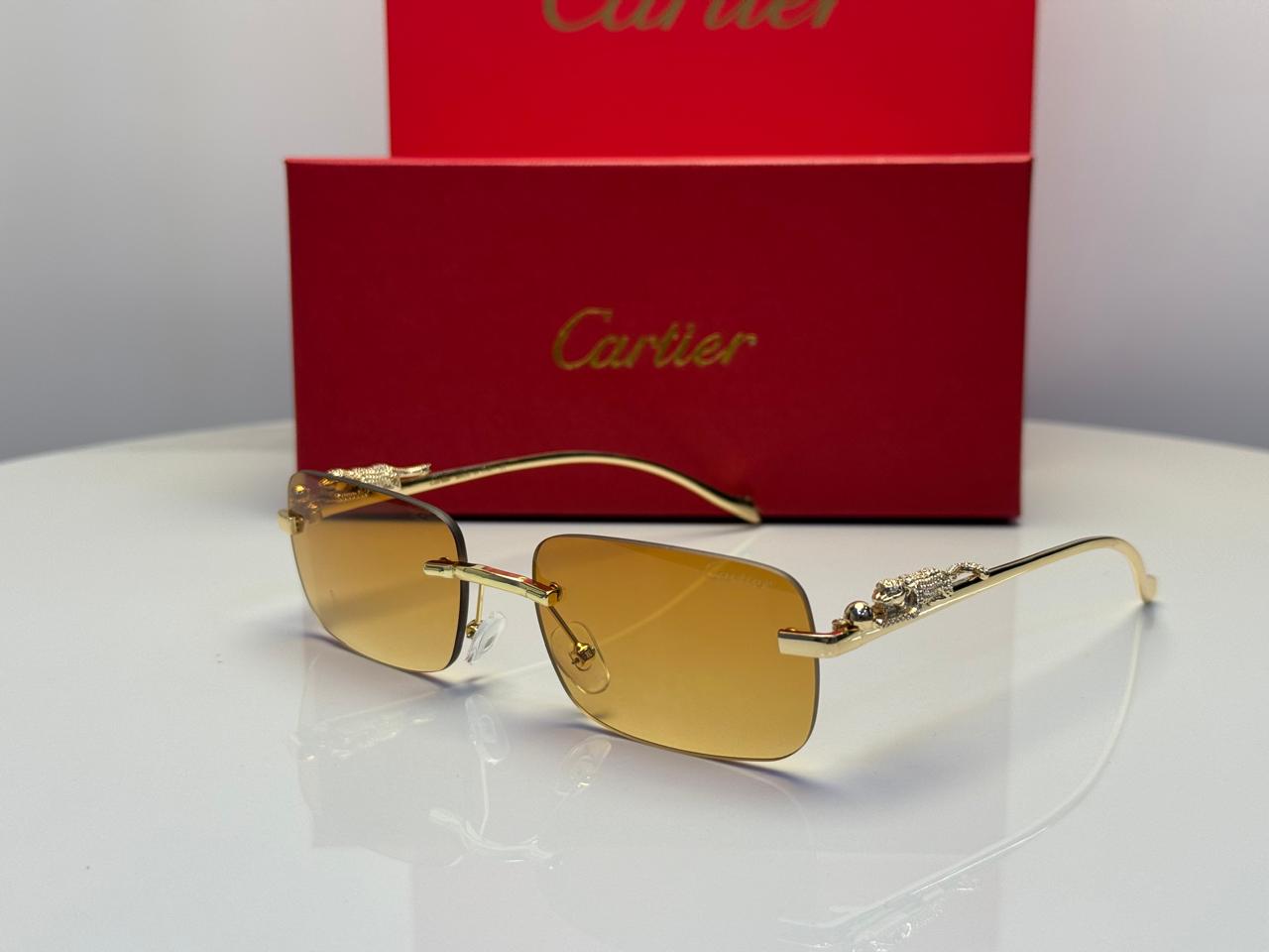 Cartier | Panthère de Cartier Rectangular Sunglasses – Gold / Purple