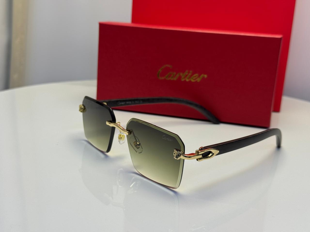 Cartier | Panthère de Cartier Rimless Sunglasses – Gold / Brown