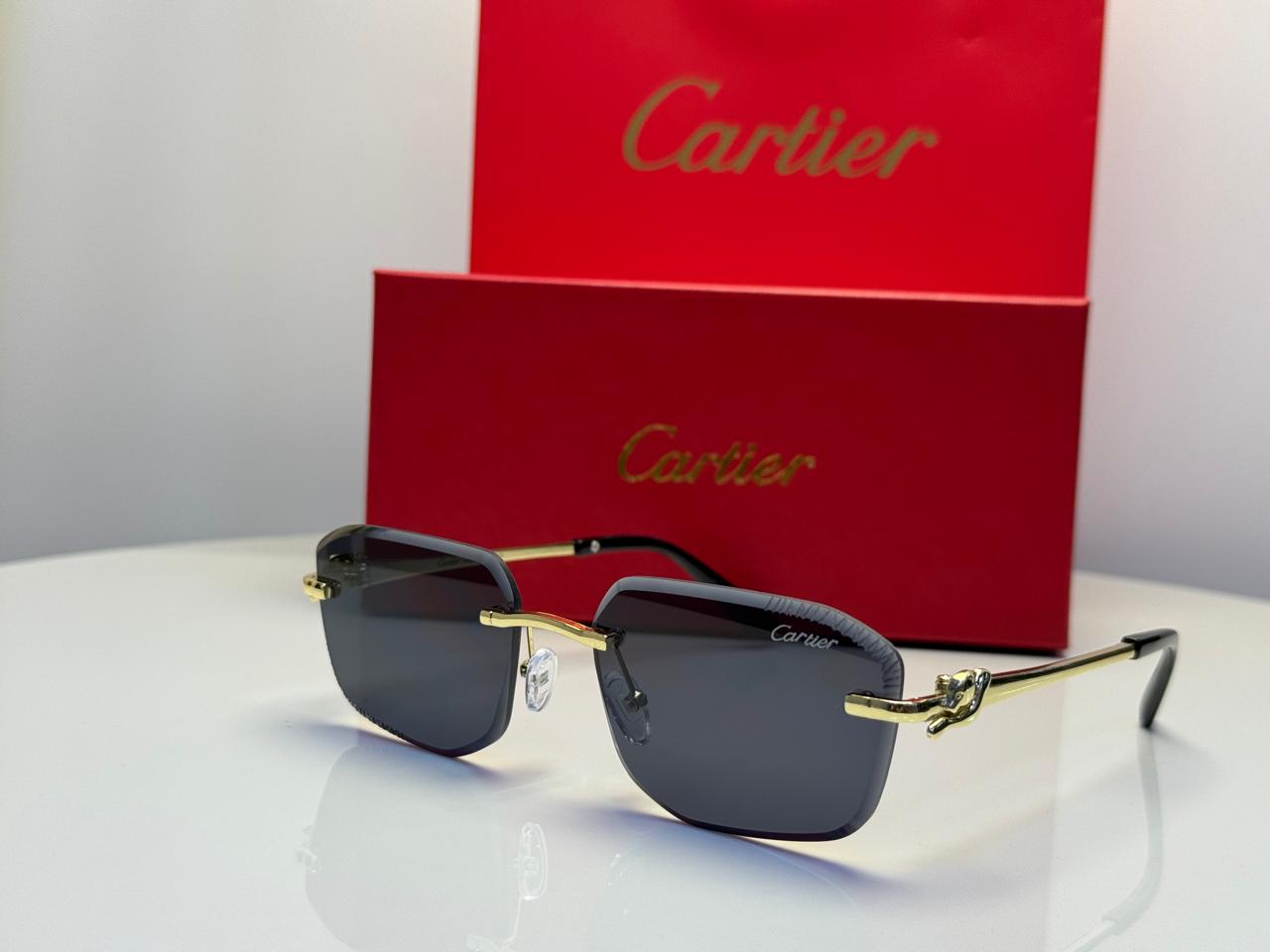 Cartier | Panthère de Rimless Sunglasses – Gold / Brown
