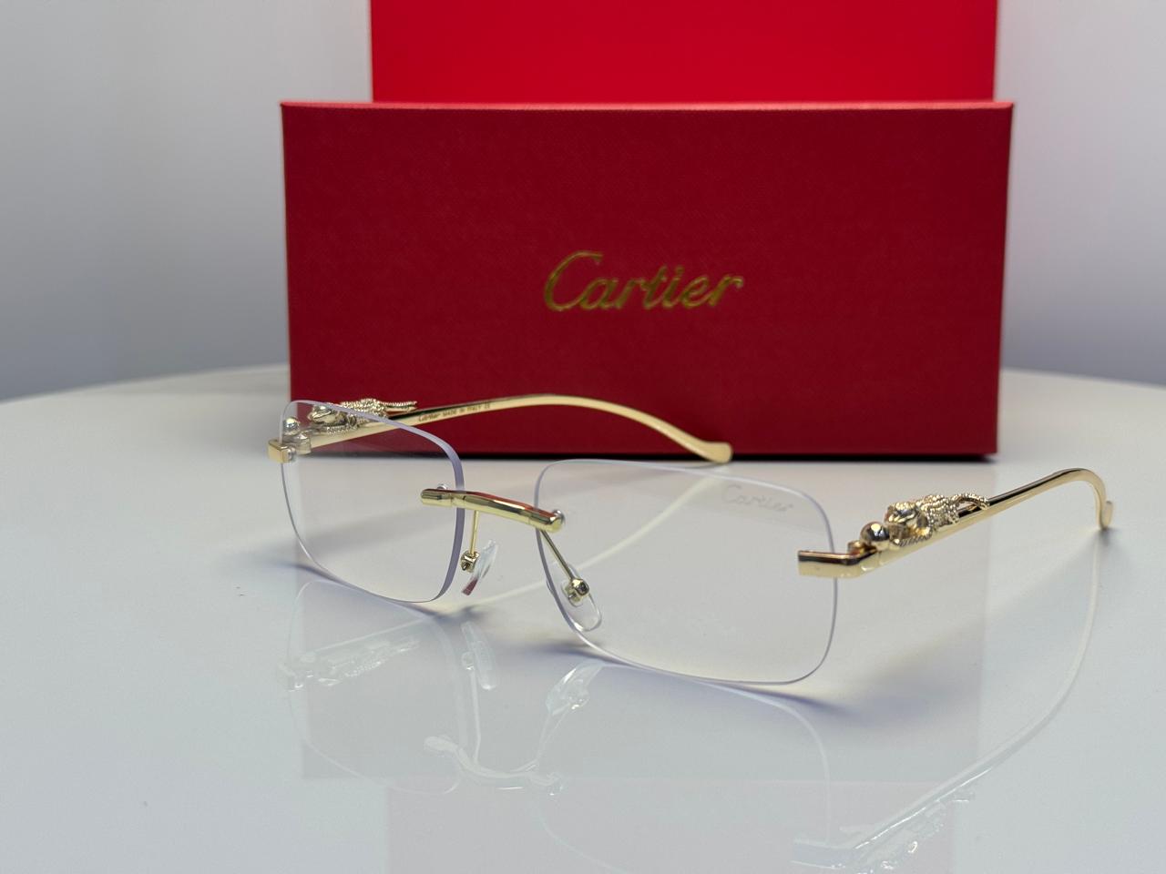 Cartier | Panthère de Cartier Rectangular Sunglasses – Gold / Orange