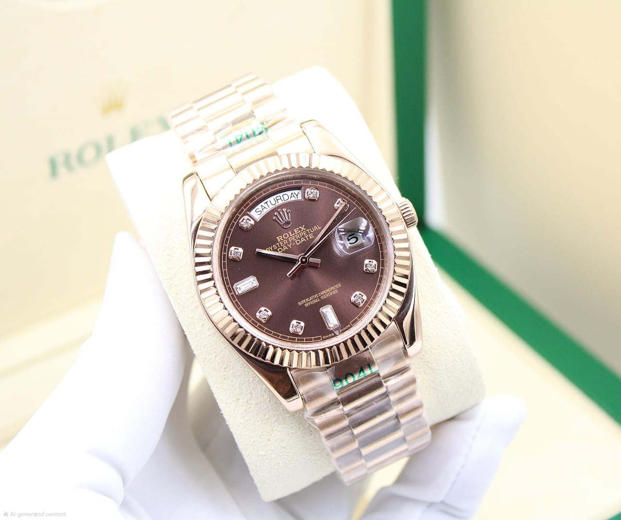 Rolex | Day Date 40 Aubergine Baguette Diamonds Watch