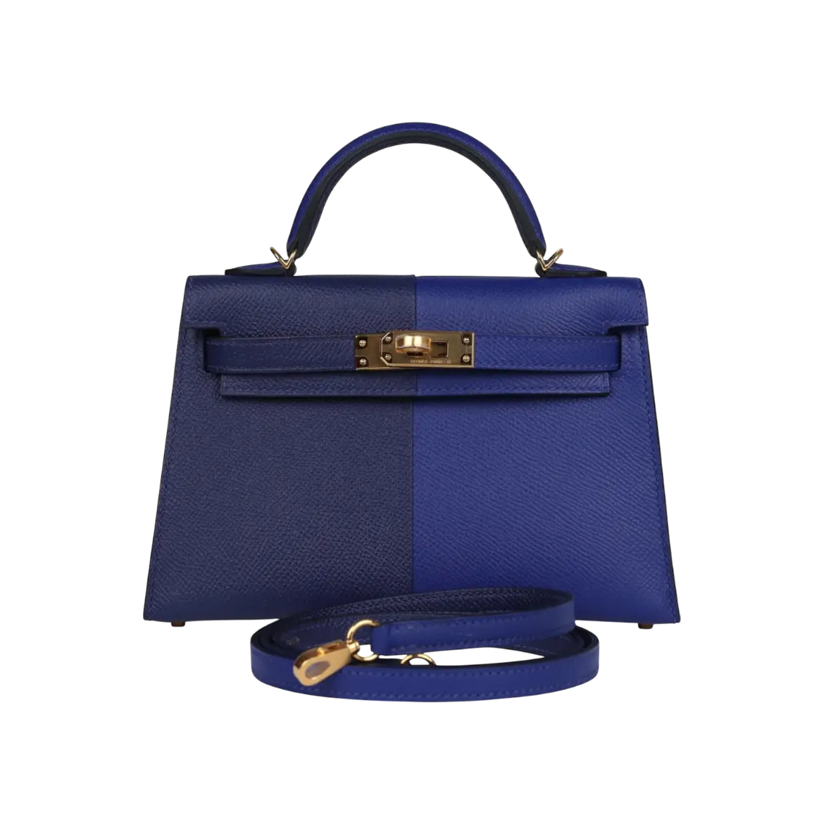 Hermès Mini Kelly Sellier Bleu Electric / Bleu Encre Epsom Gold Hardware