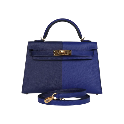 Hermès Mini Kelly Sellier Bleu Electric / Bleu Encre Epsom Gold Hardware