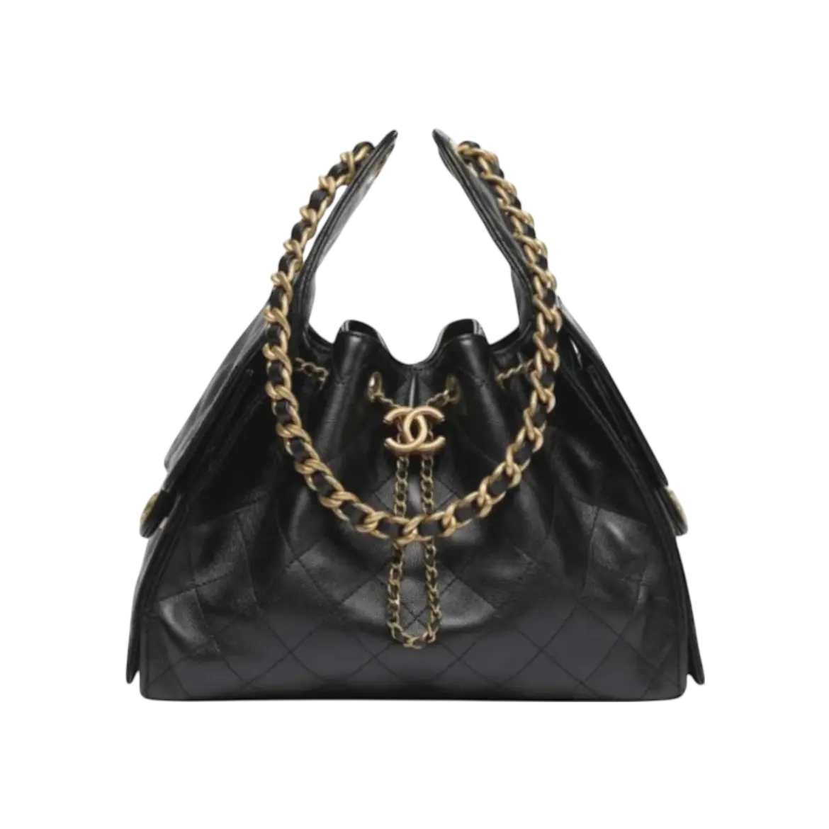 Chanel 25 Small Handbag Black Gold