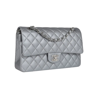 Chanel Classic Double Flap Silver Caviar Silver Hardware