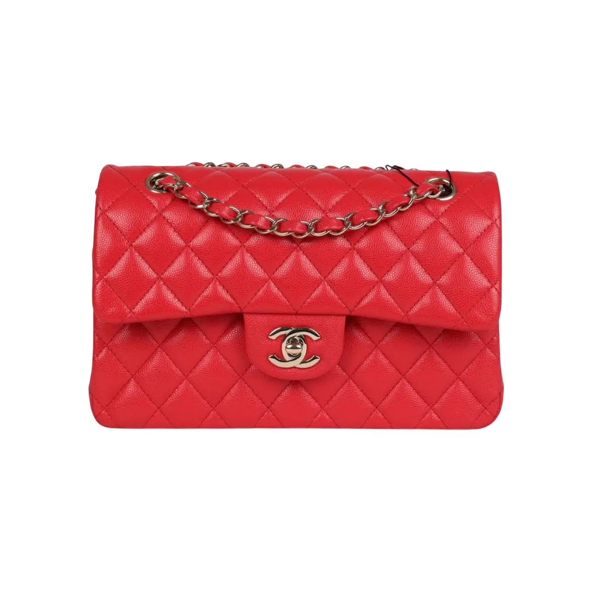 Chanel Classic Double Flap Bag Red Shiny Caviar Light Gold Hardware