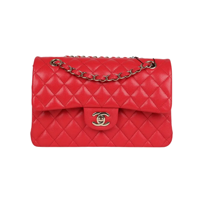 Chanel Classic Double Flap Bag Red Shiny Caviar Light Gold Hardware