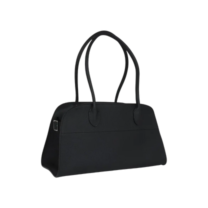 The Row Soft Margaux Shoulder 12 Bag Black Calfskin Silver Hardware