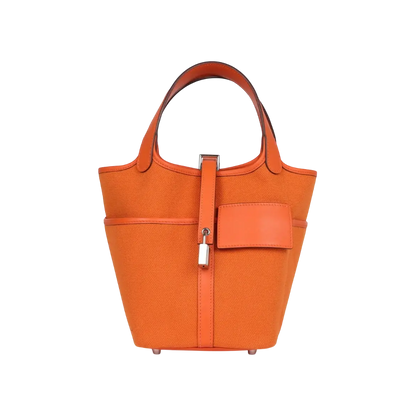 Hermès Picotin Cargo 18 Orange Swift / Toile Canvas Palladium Hardware