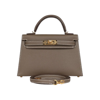 Hermès Mini Kelly Sellier Etoupe Madame Gold Hardware