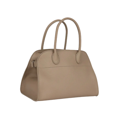 The Row Soft Margaux 10 Bag Dark Taupe Calfskin Silver Hardware