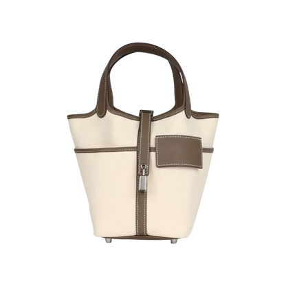 Hermès Picotin Cargo 18 Ecru Toile Canvas / Etoupe Swift Palladium Hardware