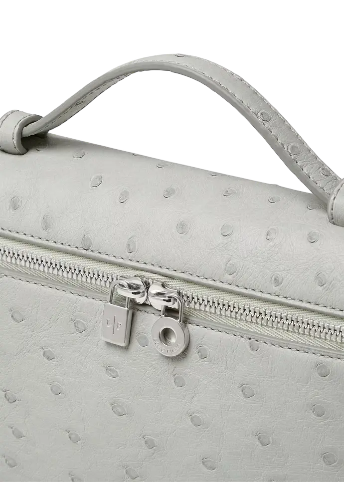 Loro Piana L19 Bag Ostrich Deep Ice / Antique Silver