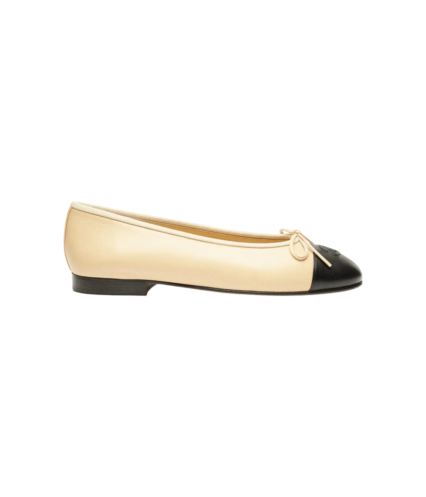 Chanel Ballet Flats Beige & Black Lambskin