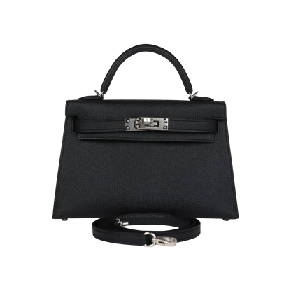 Hermès Mini Kelly Sellier Black Epsom Palladium Hardware
