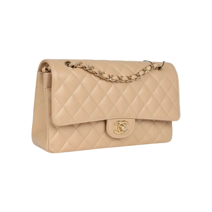 Chanel Classic Double Flap Beige Caviar Gold Hardware