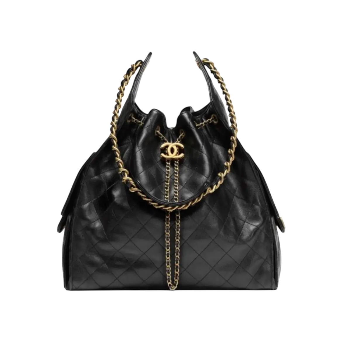 Chanel 25 Medium Handbag Gold Black