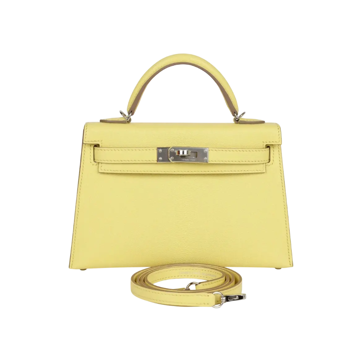 Hermès Mini Kelly Sellier Limoncello Chevre Palladium Hardware