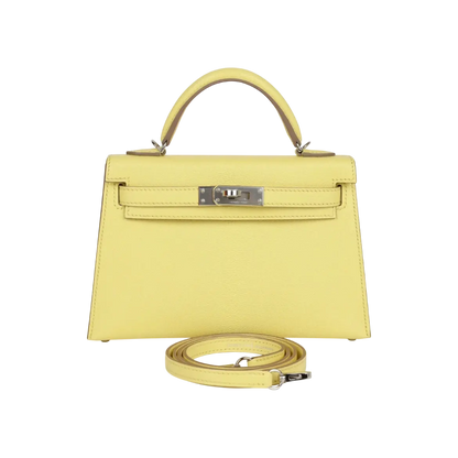 Hermès Mini Kelly Sellier Limoncello Chevre Palladium Hardware