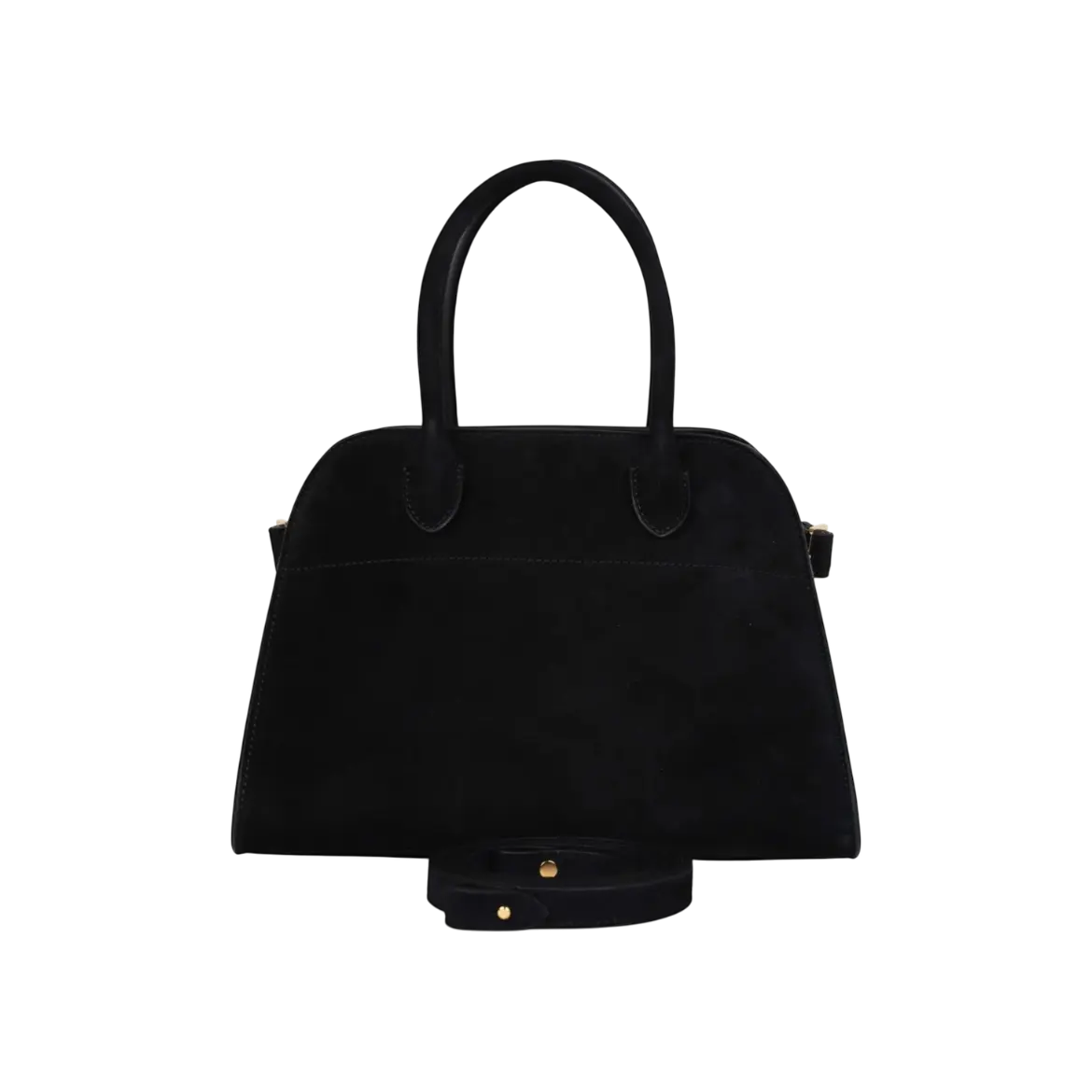 The Row Soft Margaux 10 Bag Black Suede Gold Hardware