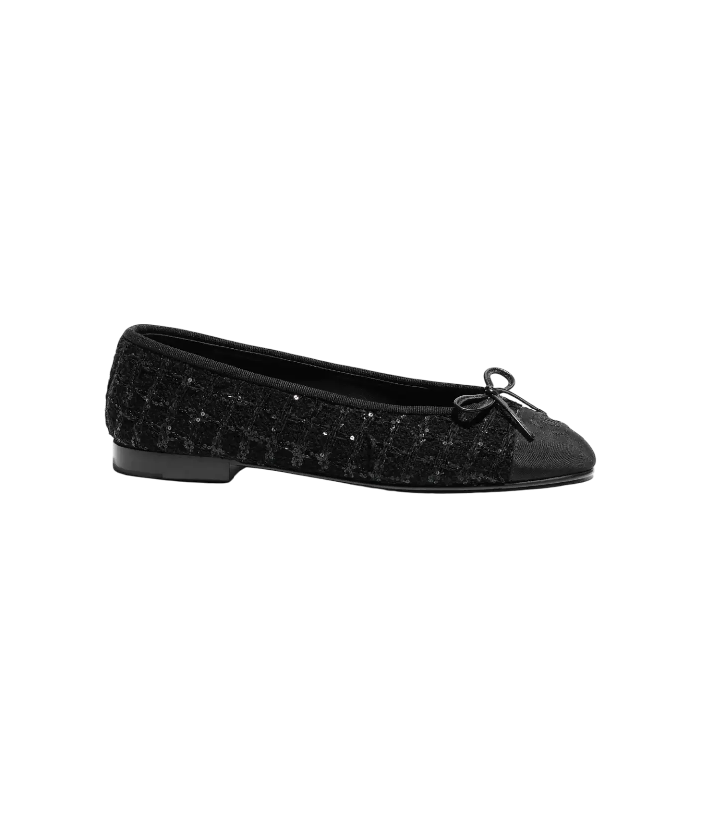 Chanel Ballet Flats Black Glittered