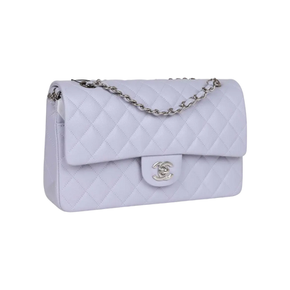 Chanel Classic Double Flap Lavender Caviar Silver Hardware