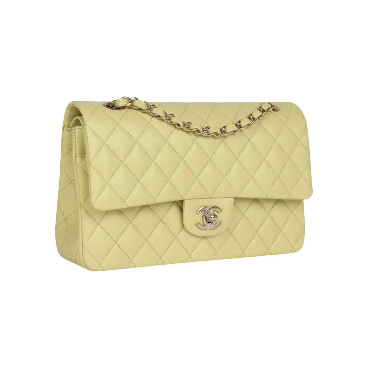 Chanel Classic Double Flap Bag Light Green Lambskin Light Gold Hardware