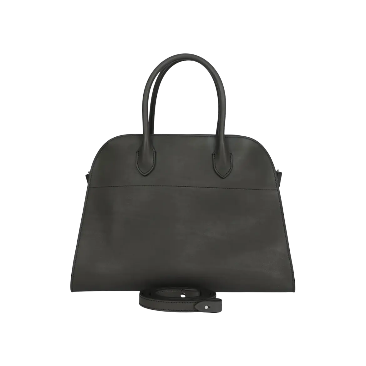 The Row Soft Margaux 12 Koala Grey Saddle Leather Silver Hardware