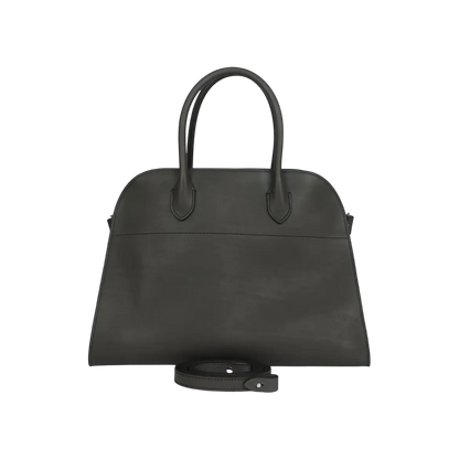 The Row Soft Margaux 12 Koala Grey Saddle Leather Silver Hardware