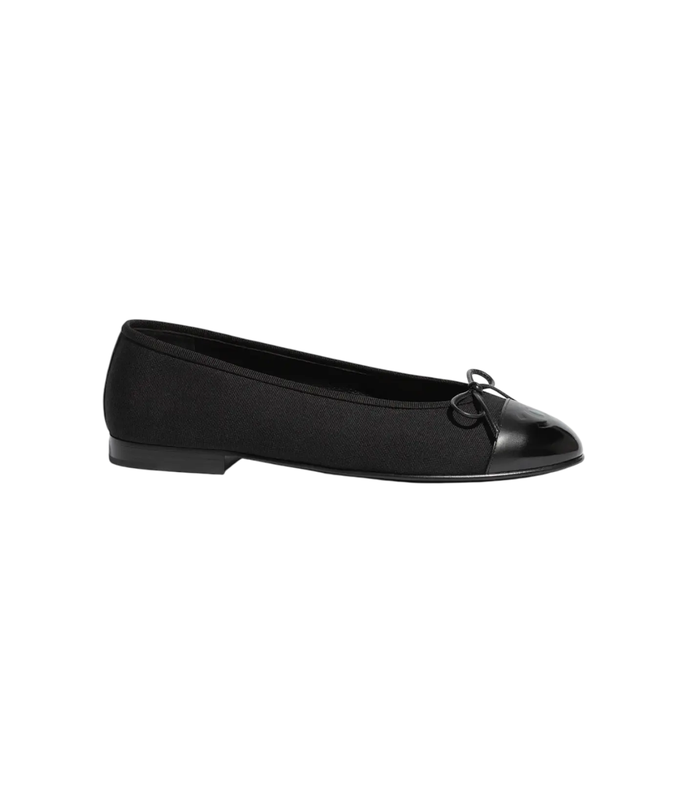 Chanel Ballet Flats Black Cotton / Patent Calfskin