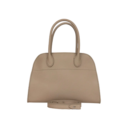 The Row Soft Margaux 10 Bag Dark Taupe Calfskin Silver Hardware