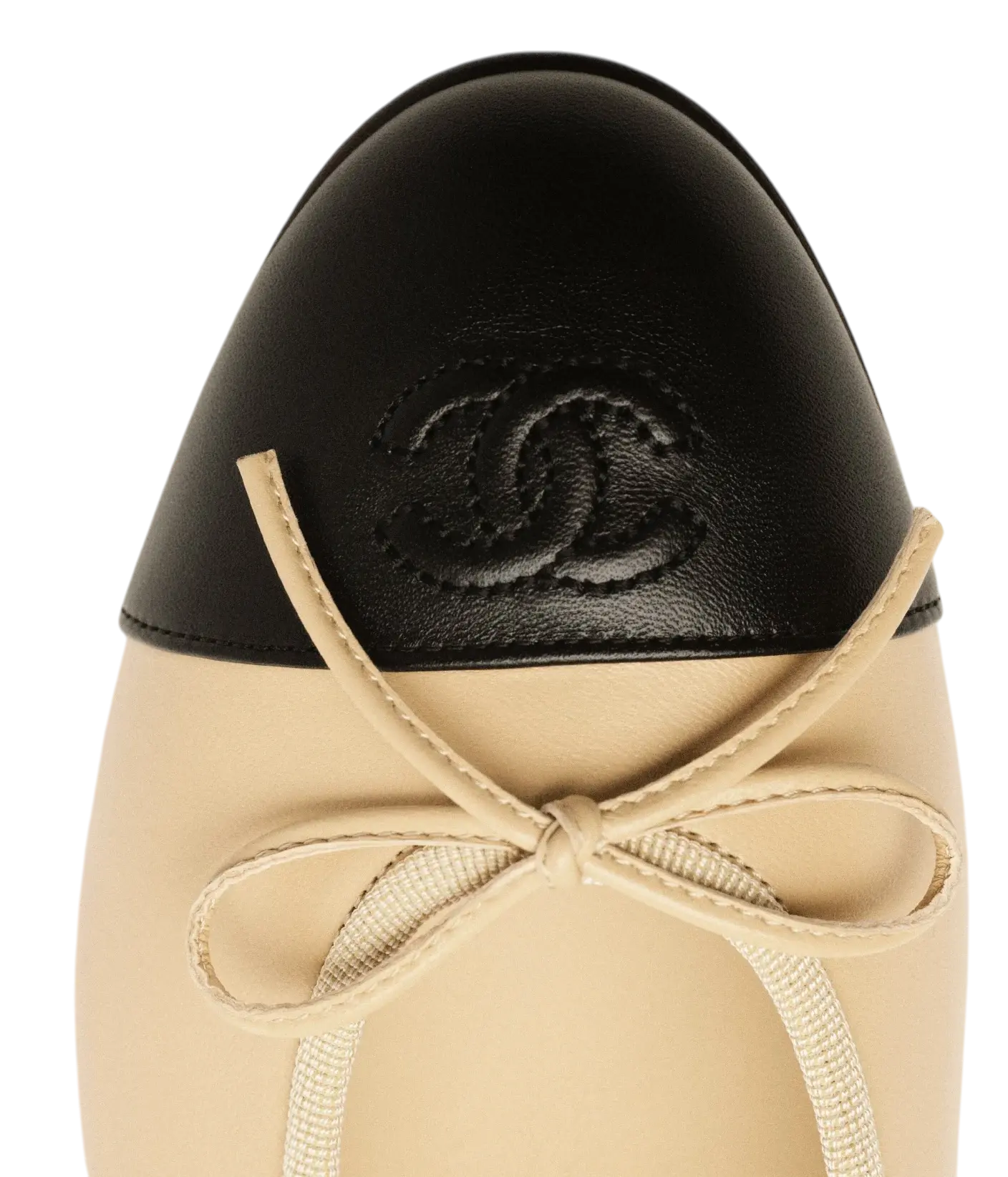 Chanel Ballet Flats Beige & Black Lambskin