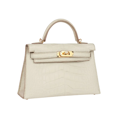 Hermès Mini Kelly Sellier Beton Matte Alligator Gold Hardware