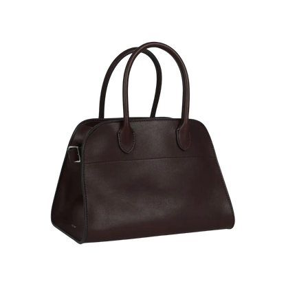 The Row Soft Margaux 10 Bag Chestnut Saddle Leather Silver Hardware