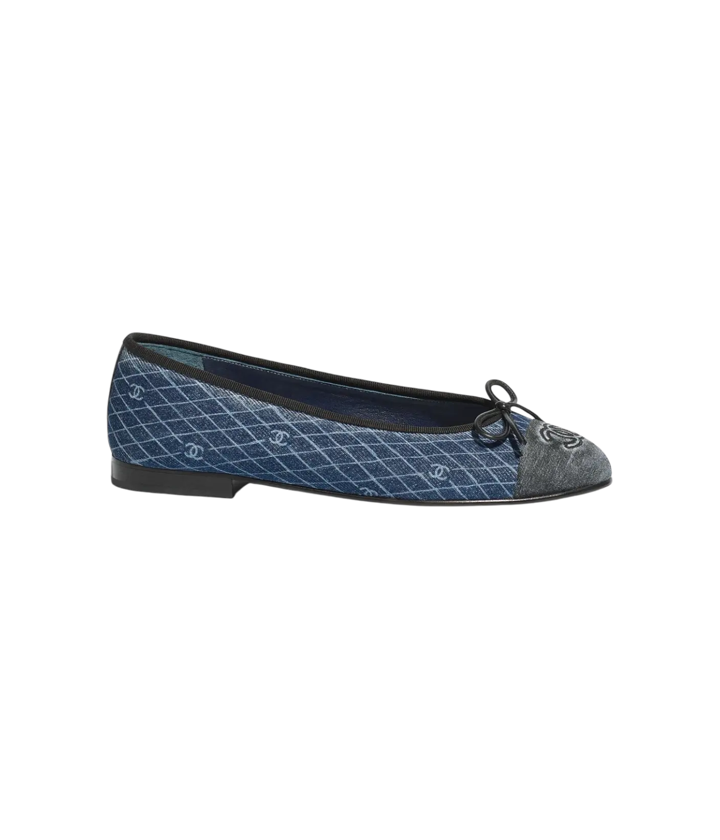 Chanel Ballet Flats Navy Blue & Dark Grey Denim