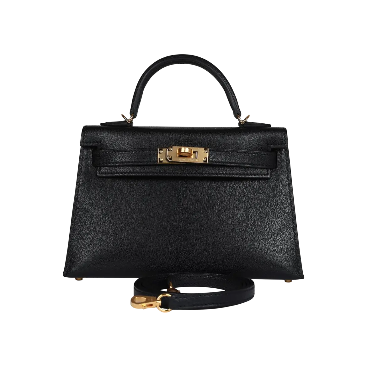 Hermès Mini Kelly Sellier Black Chevre Mysore Gold Hardware