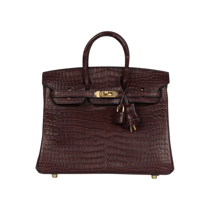 Hermès Birkin 25 Sellier Matte Porosus Crocodile Gold Hardware